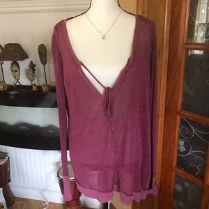 See thru Free People oversized burgundy SZ M